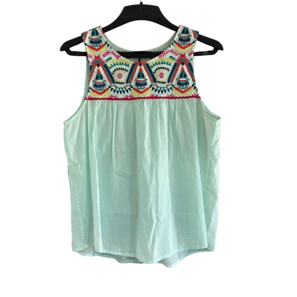 Spade & Heart Lindsie Embroidered Detail Yoke Tank Top Sleeveless Size Large - Picture 3 of 7